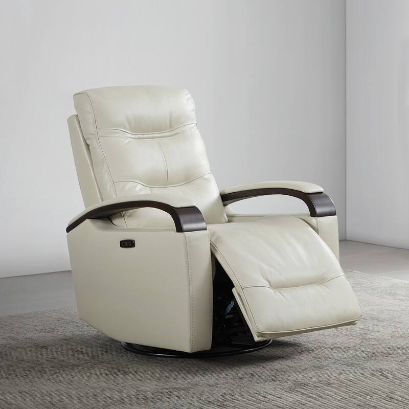 Spruce & Spring Regan Leather Power Recliner Swivel Glider Rocker with Power Headrest