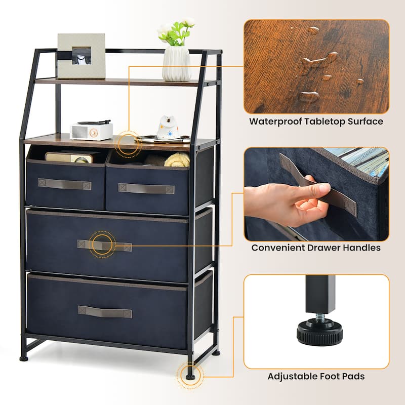 Costway 4-Drawer Dresser Organizer Closet Storage Cabinet with