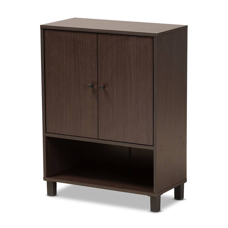 Rossin Modern 2-Door Entryway Shoe Storage Cabinet with Bottom Shelf - Espresso