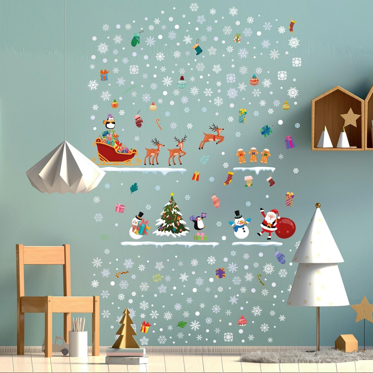Walplus Santa Claus' Snowflakes Christmas Tree Wall Sticker Home Decor -  Bed Bath & Beyond - 31950817