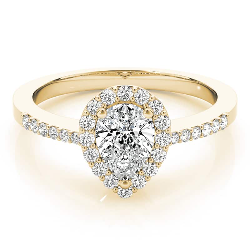 Auriya 14k Yellow Gold Lab Grown Pear Diamond Halo Engagement Ring 0.50 to 5.00 ct. tw. (F-G VS)