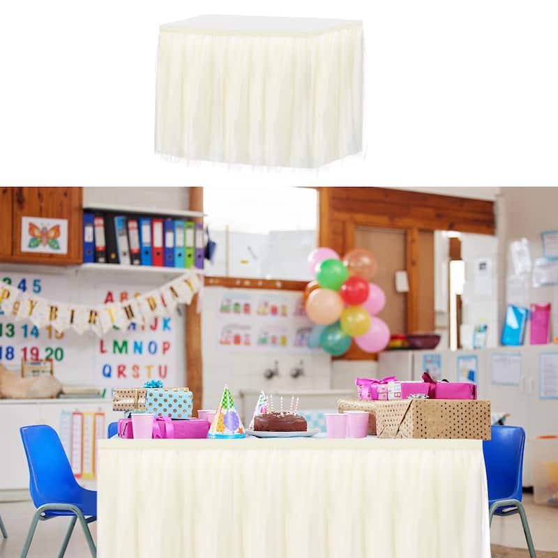 1 Pack Tulle Table Skirt Tutu Tablecloth for Party Table Decoration - Beige - 6ft