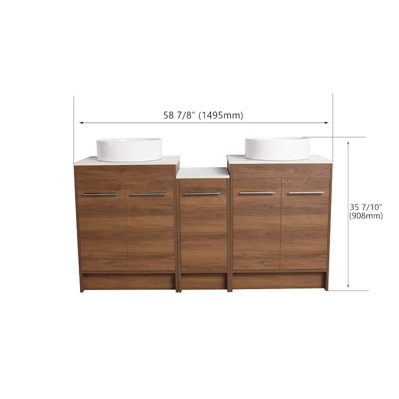 Malwee 24"/36"/48"/60" FreeStanding Bathroom Vanity, Floor Stand Bathroom Vanity with Ceramic Sink,Soft Close Door and Shelf