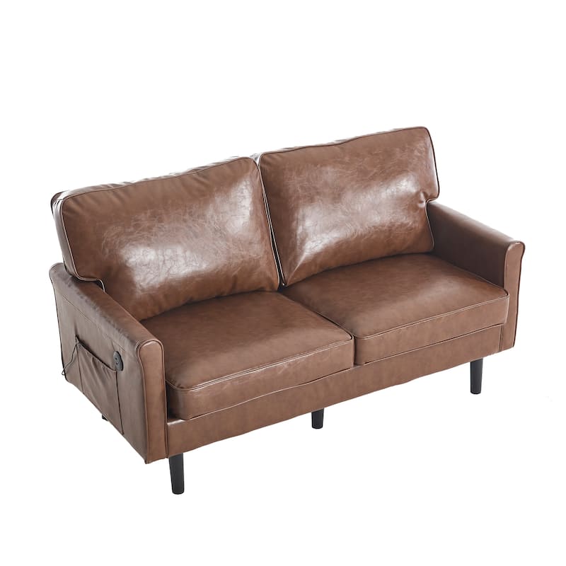 Loveseat Sofa,Mid Century Modern Love Seat, 2 Seater Sofa Couches For Living Room,Small Couch With Usb & Removable Pillow Cover