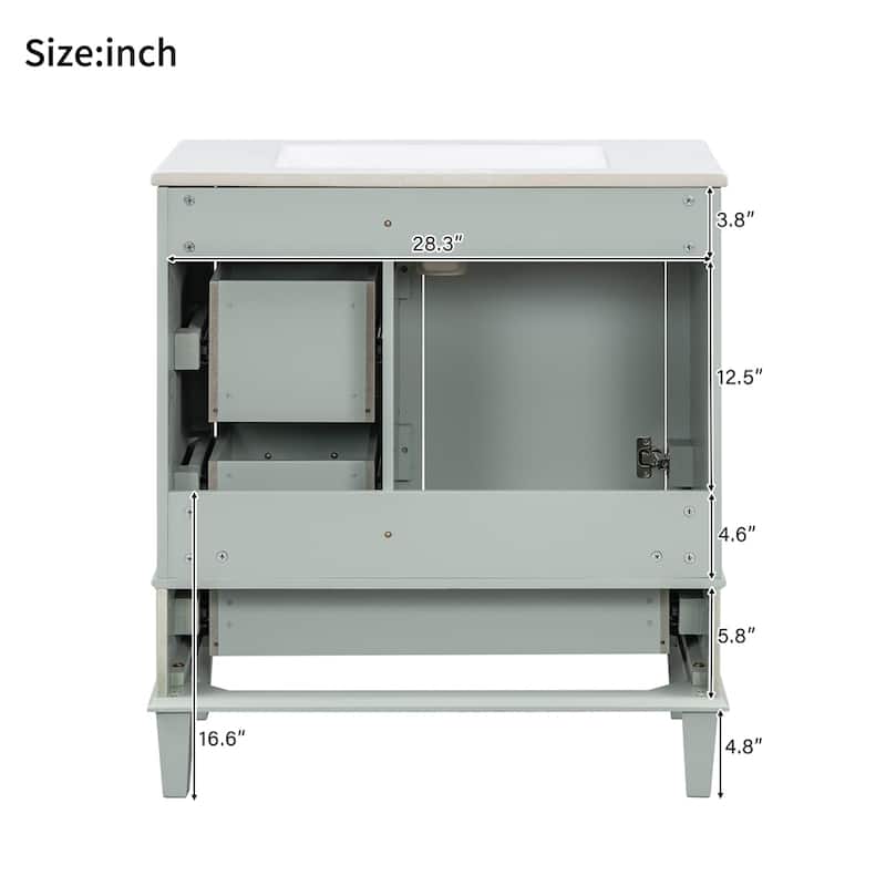 30" Bathroom Vanity,Modern Bathroom Cabinet with Sink Combo Set