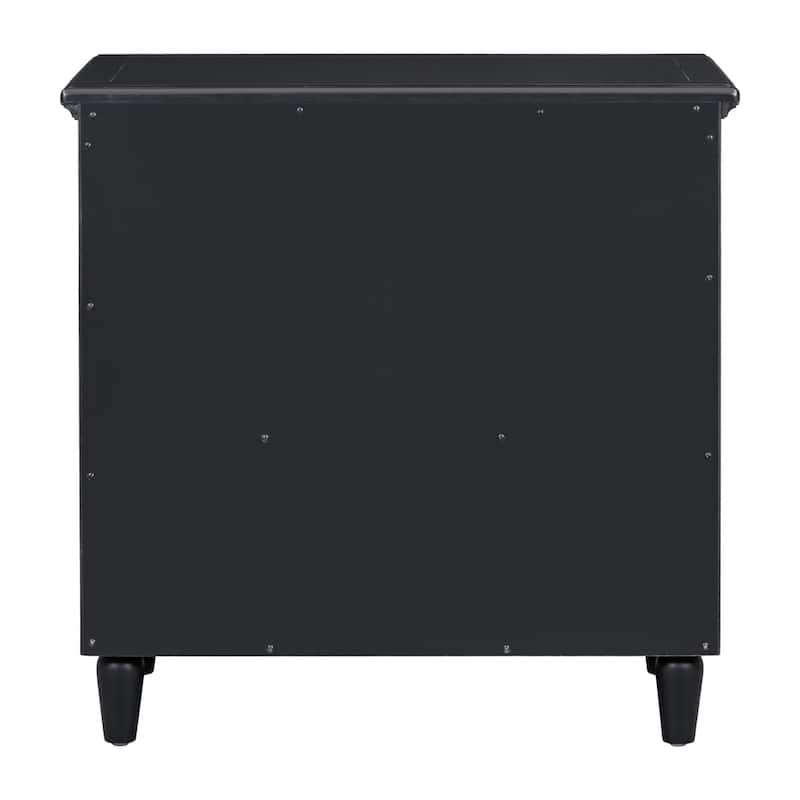 Wood Nightstand with Metal Sliding Rail and 3 Drawer
