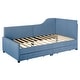 preview thumbnail 19 of 28, Twin Stripe L-shaped Semi-enclosed Daybed wStorage Drawers, Corduroy Upholstered Daybed, Wood Slat Support, No Spring Box Need