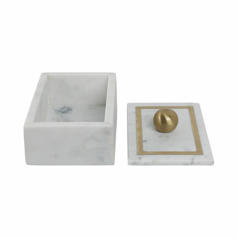 Marble Rectangular Box with Removable Lid - Home Decor
