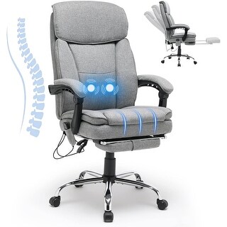 Ergonomic Reclining Office Chair with Massage, Breathable Fabric, Retractable Footrest, and High Back - N/A