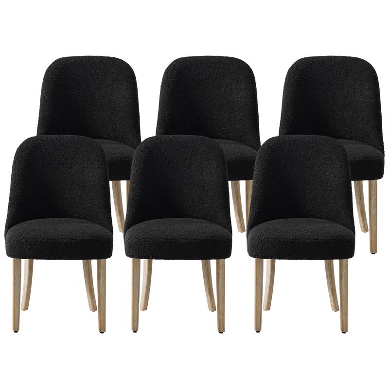 Farmhouse Water and Stain Resistant Boucle Upholstered Side Chair (Set of 6)