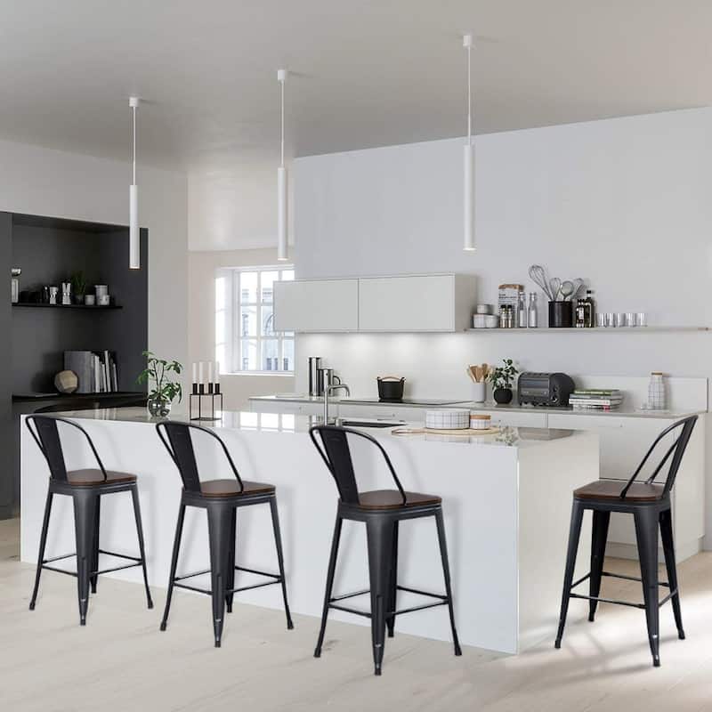 Andeworld farmhouse bar stools ,counter height bar stools set of 4 - Set of 4