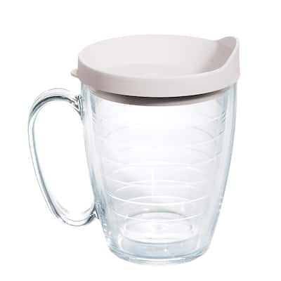 Tervis Clear & Colorful Lidded Made in USA Double Walled Insulated Travel Tumbler, White Lid - 16oz Mug