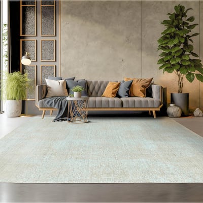Hand Knotted 100% Wool Transitional Oriental Area Rug Light Blue - 8' x 9' 11''
