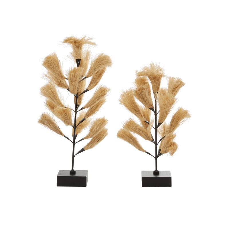 Brown Wood Coastal Sculpture Nature (Set of 2) - 10 x 10 x 20 and 11 x 11 x 16