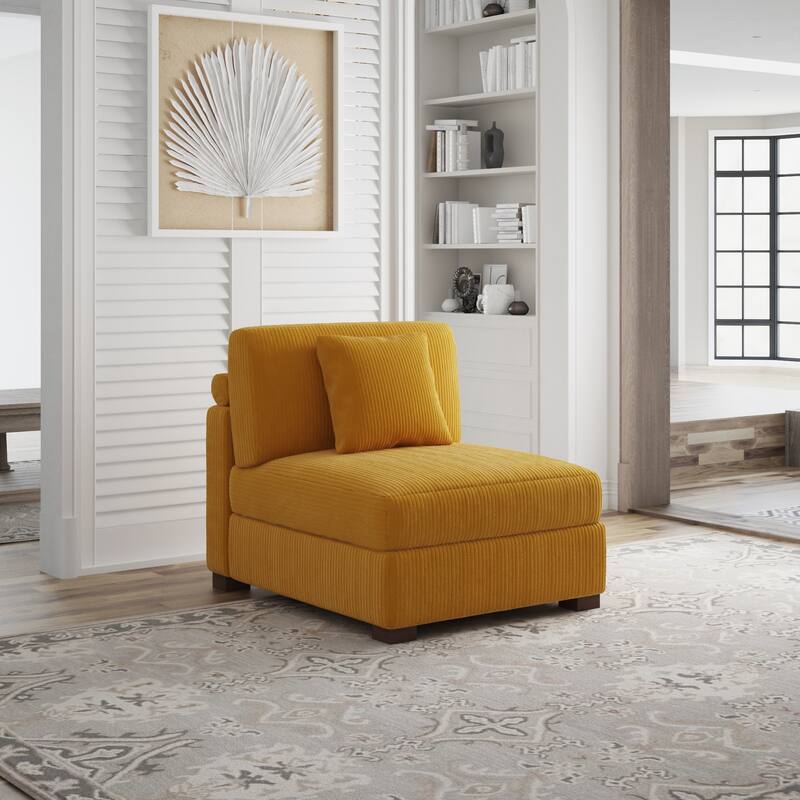 Corduroy Couch Modular Sectional Sofa with Pillows