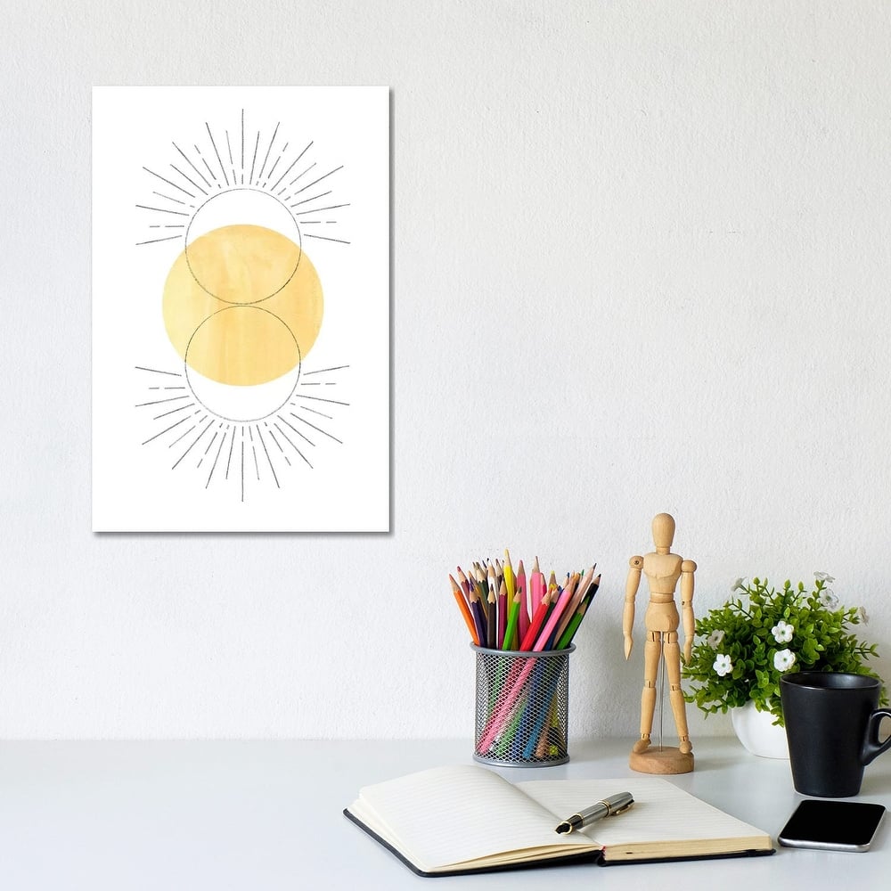 iCanvas "Mustard Yellow Sun, Abstract Art" by Whales Way Canvas Print
