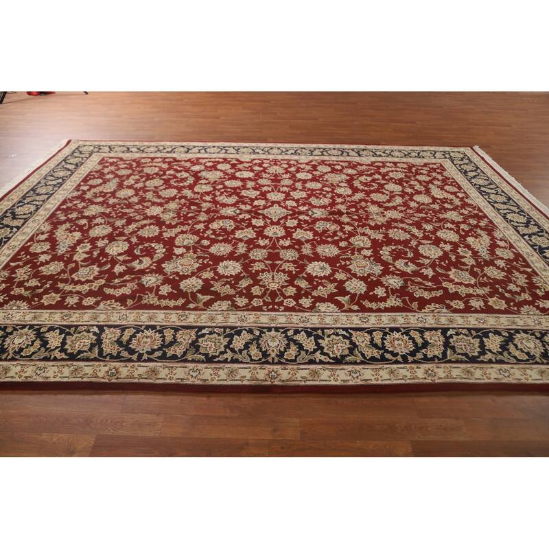 All-Over Floral Kashan Chinese Area Rug Hand-Knotted Wool Carpet - 8'7" x 11'7"