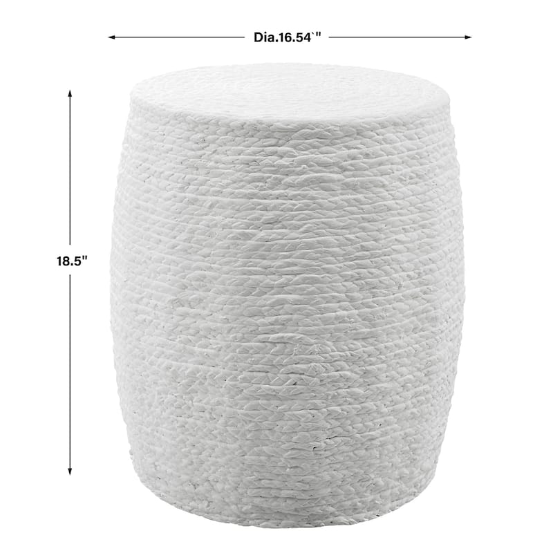 Straw Braided Accent Stool - 18.5" - White