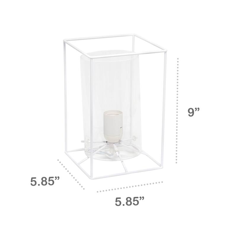 Lalia Home Framed Table Lamp with Clear Cylinder Glass Shade