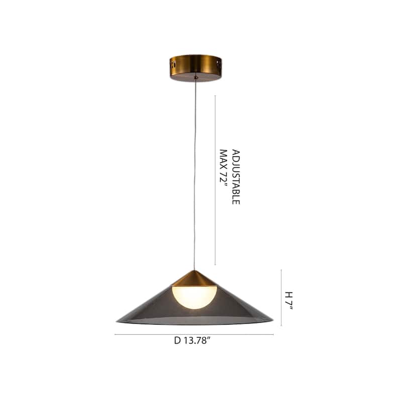 1-Light Antique Gold Single Pendant With A Smoke Acrylic Shade