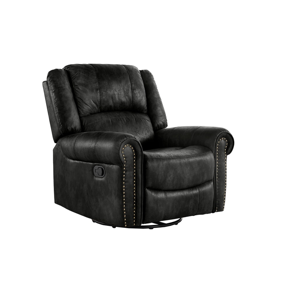 Monroe Polished Microfiber Nailhead Swivel Glider Recliner by iNSPIRE Q Classic