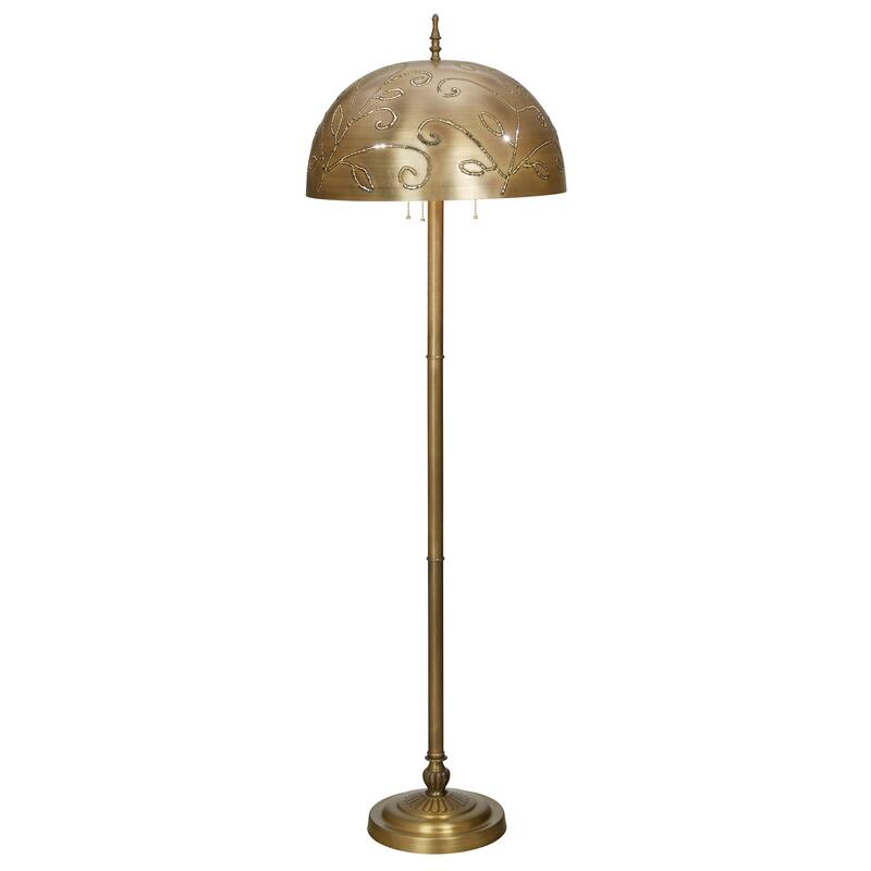 Riya River of Goods Gold-Finish Metal 3-Light Candlestick 65.25-Inch Floor Lamp with Bowl Shade - 20" x 20" x 65.25" - 20" x 20" x 65.25" - Gold