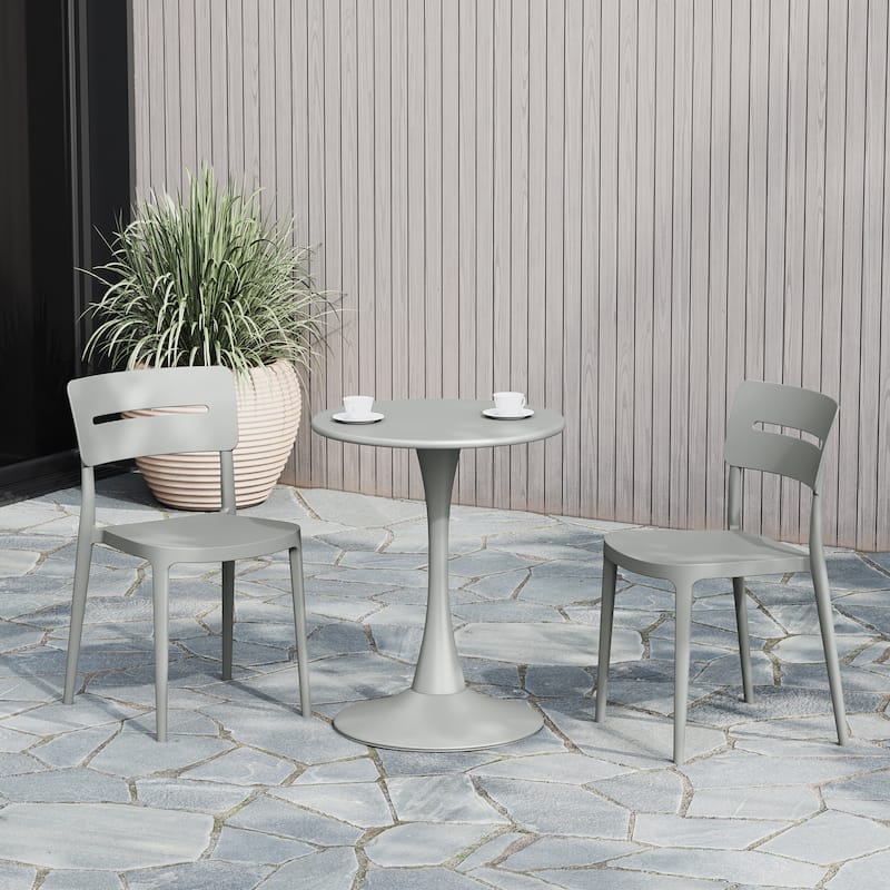 Frond and Form Modern Outdoor Patio Stacking Dining Side Chair (Set of 2)