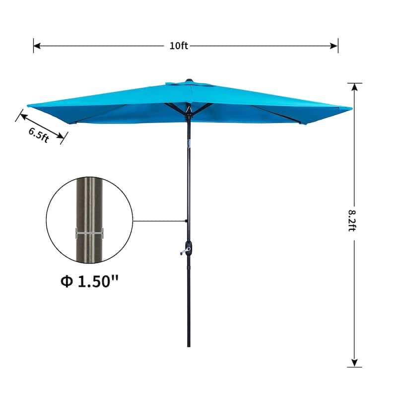 10 ft. Aluminum Rectanglar Market Patio Umbrella without Base