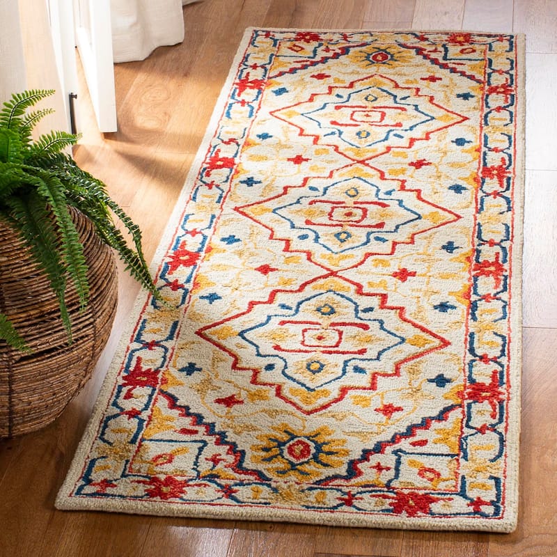 SAFAVIEH Handmade Aspen Haydee Boho Wool Rug - 2'3" x 7' Runner - Ivory/Multi