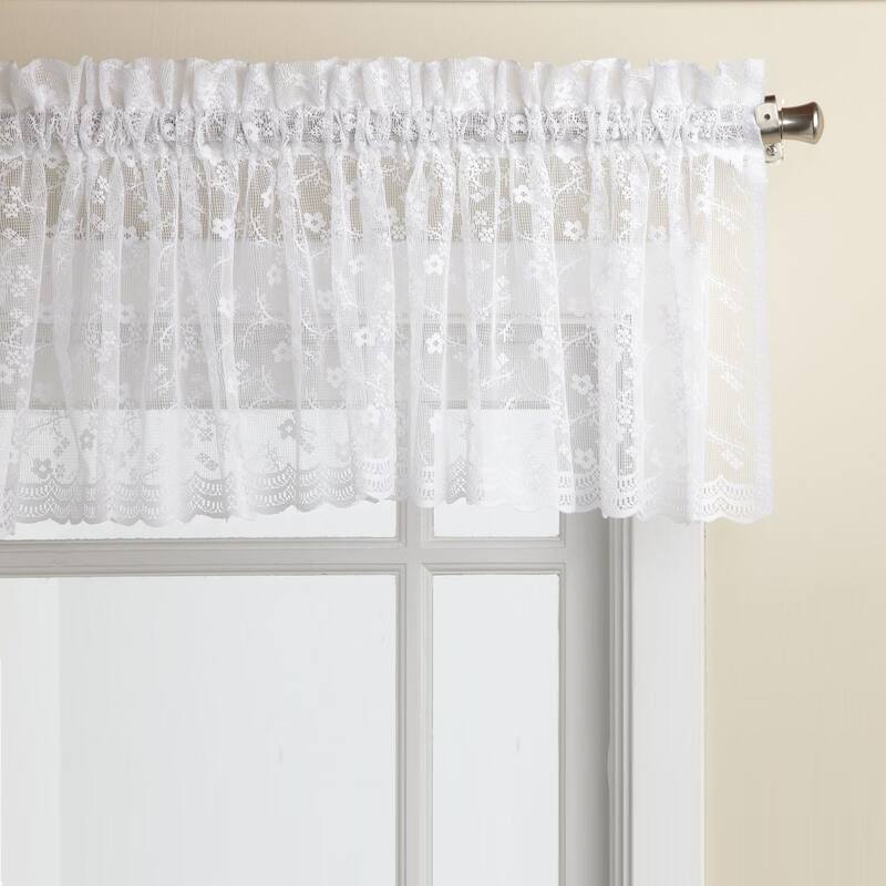 Elegant White Priscilla Lace Kitchen Curtain Pieces - Tiers/ Swag/ Tailored Valances - Valance