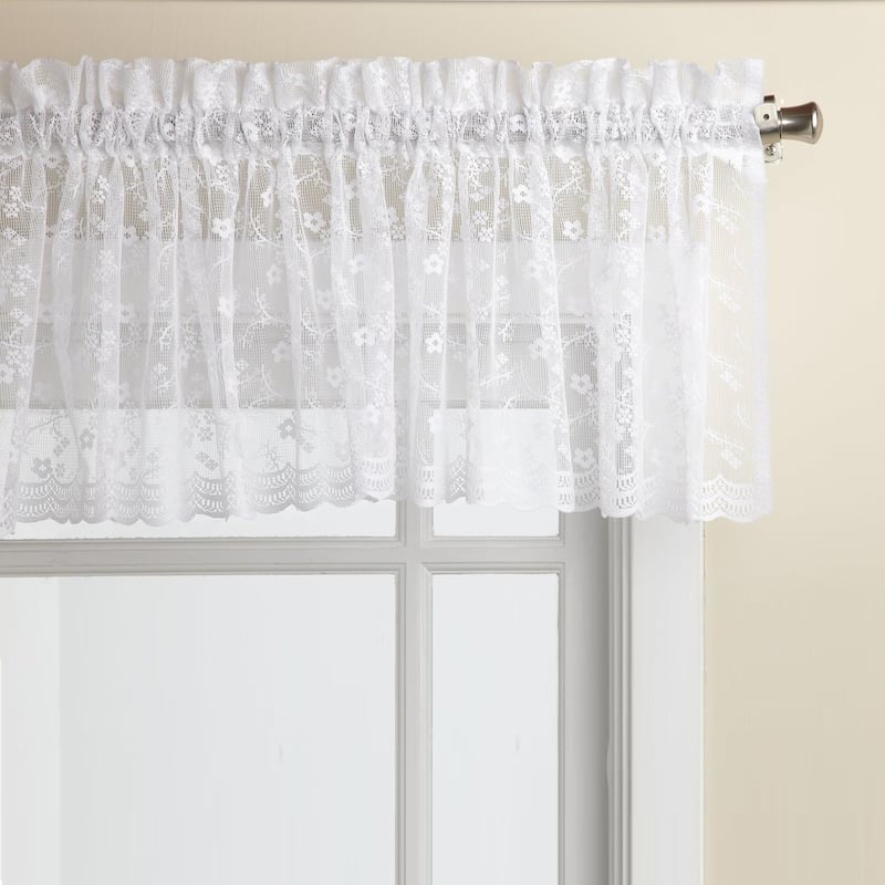 Sweet Home Collection Priscilla Bridal Pretty Lace Window Curtains - Swag, Tier & Valance - Valance