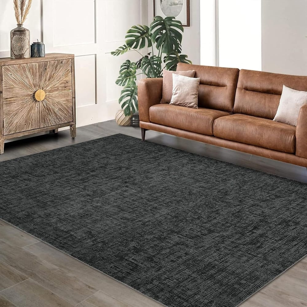 Modern Abstract Area Rug for Living Room, Throw Floor Carpet for Home Décor, Black - 2' x 3'