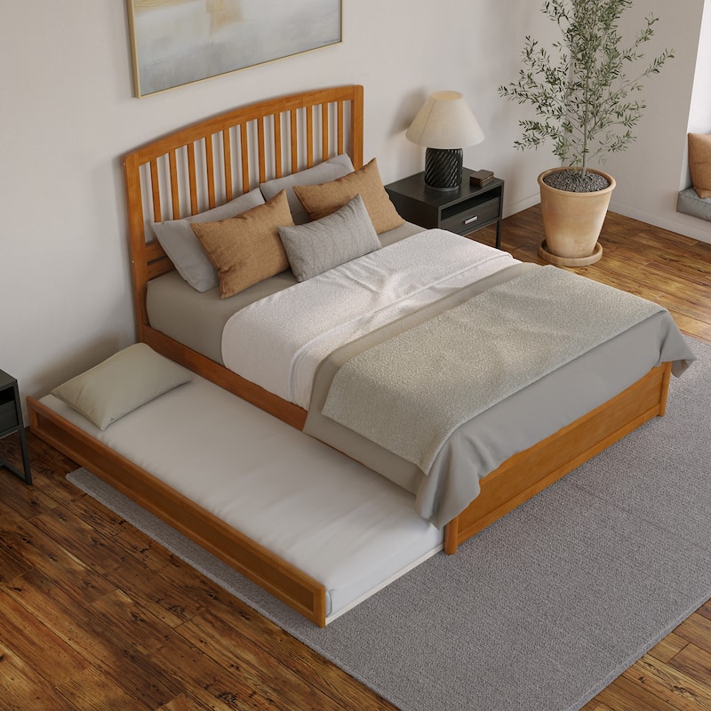 Lucia Platform Bed with Panel Footboard and Twin XL Trundle