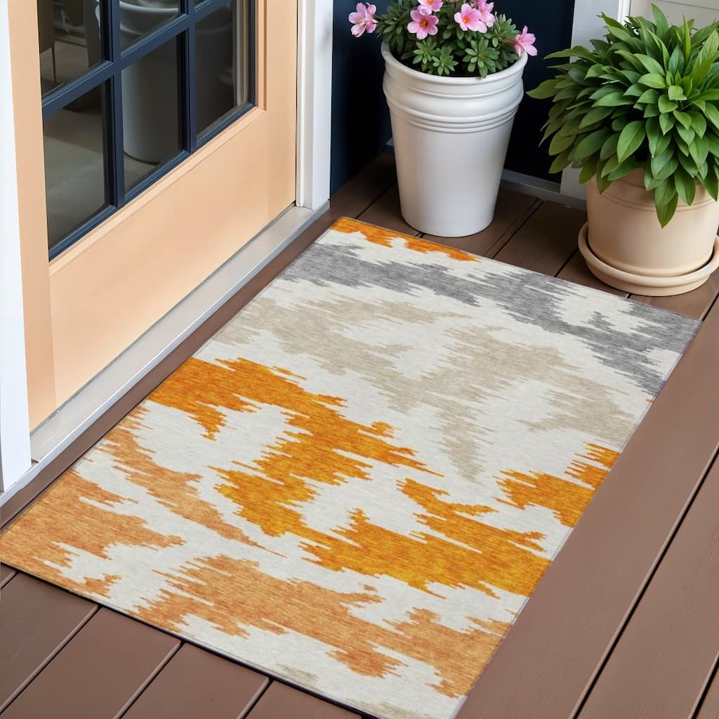 HomeRoots Abstract Transitional Rectangle Outdoor Rug - 3' x 5'