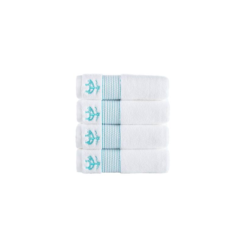 Brooks Brothers Rope Stripe Border 4 pcs Hand Towels - Sea Glass