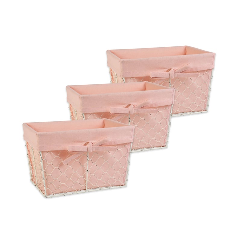 DII Chicken Wire Baskets - Small Set of 3 - Blush