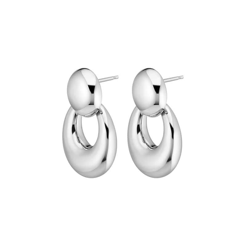 Fremada Rhodium Plated Ippolita Classico Silver Doorknocker Drop Earrings