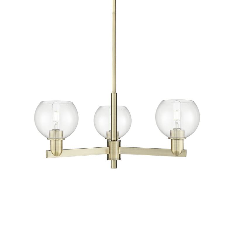 Innovations Lighting 716-3CR-10-28 Athens Chandelier Athens 3 Light - Antique Brass / Clear
