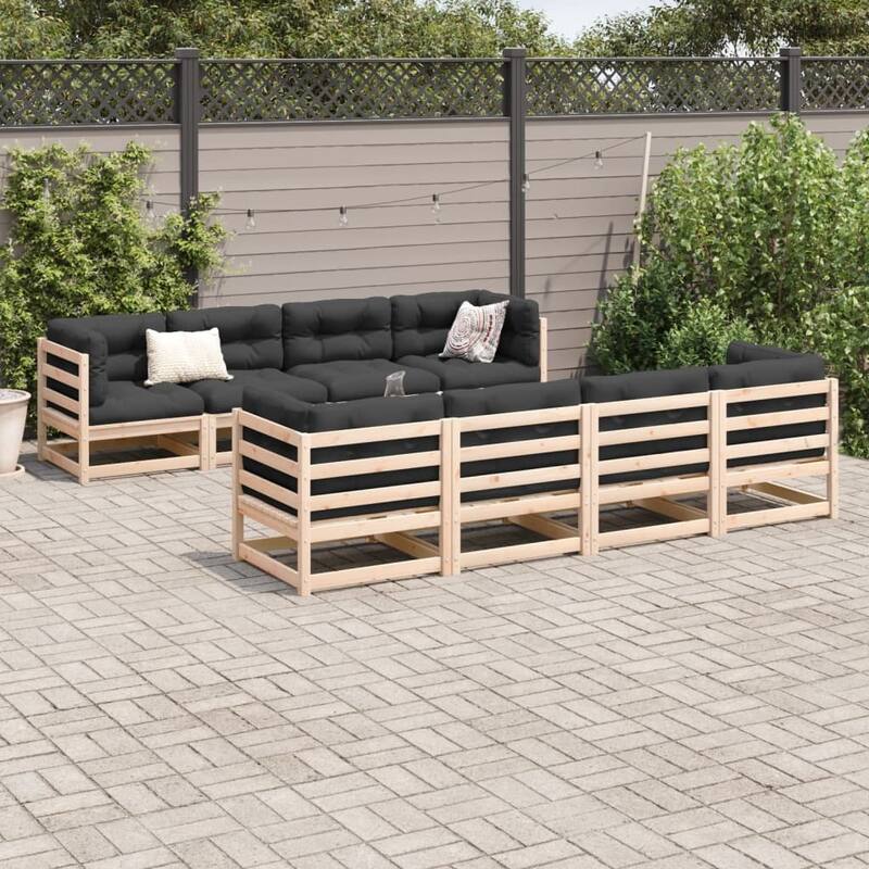 vidaXL Patio Sofa Set Modular Outdoor Conversation 9 Piece Solid Wood Pine - 27.6 x 27.6 x 26.4