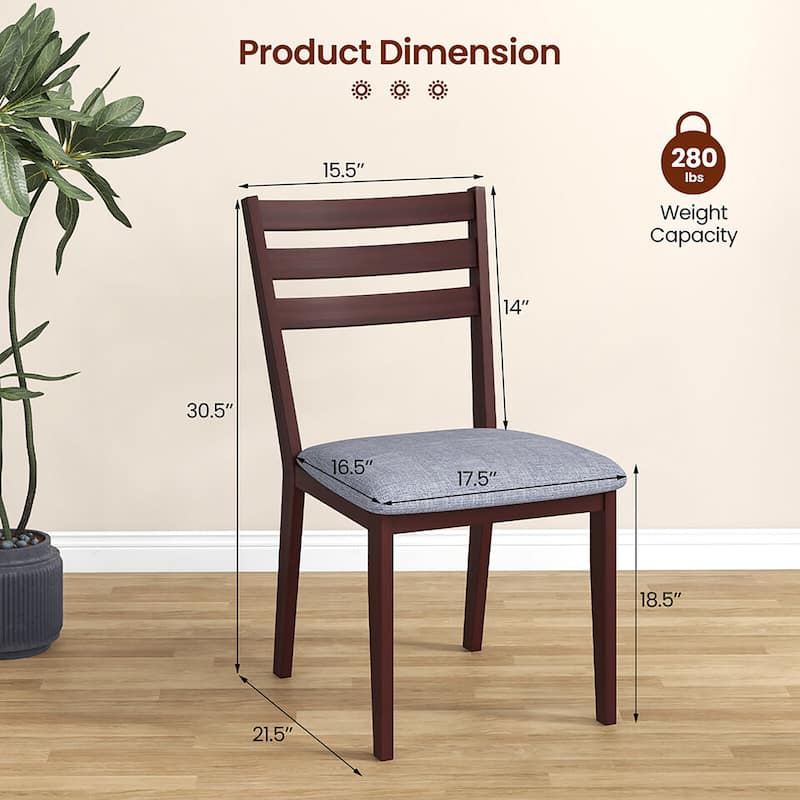 Gymax Upholstered Dining Chair Set of 2 Armless Cushioned Seat Hollow