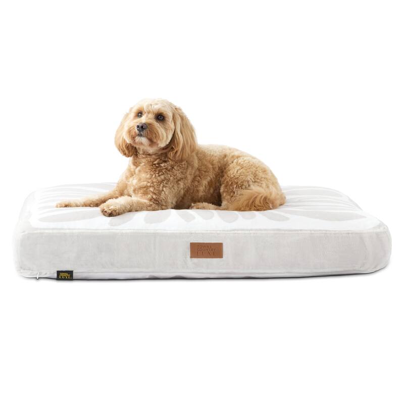 TOWN & COUNTRY LUXE CuddleTown Matisse Pillow Crate Mat Reversible Pet Bed Navy Blue for Large Dogs