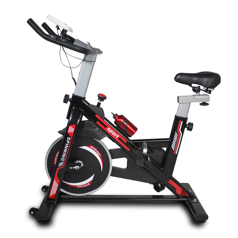 Indoor Exercise Bike Cycling Bike with Comfortable Seat Cushion Black+Red - Red/Black