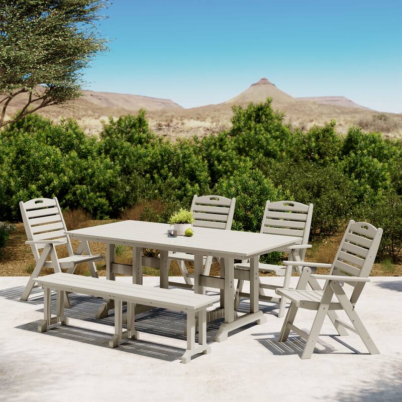 Laguna 6-Piece Patio Dining Set With Reclinable Armchairs and Bench