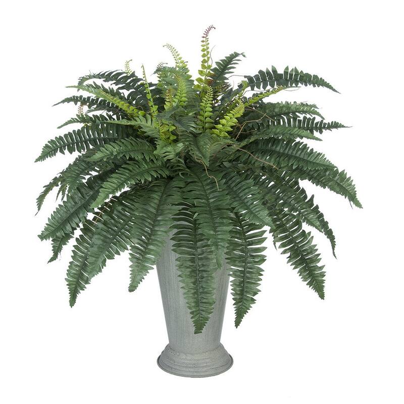 Faux Fern in Galvanized Southern Farm Bucket