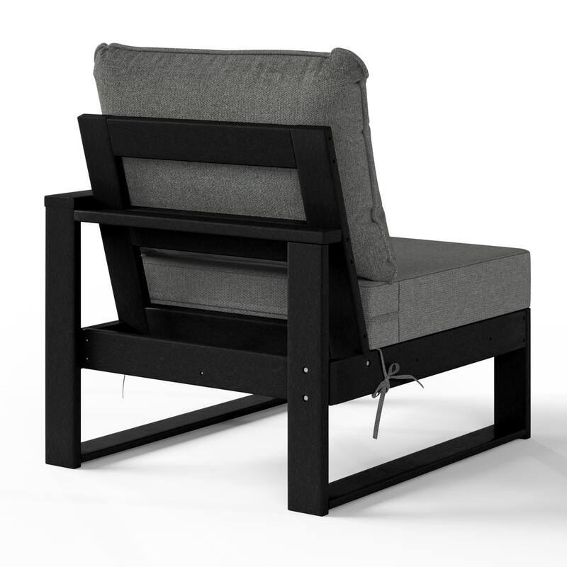 Polytrends Endless Patio Deep Seating Right Arm Chair with Black Frame