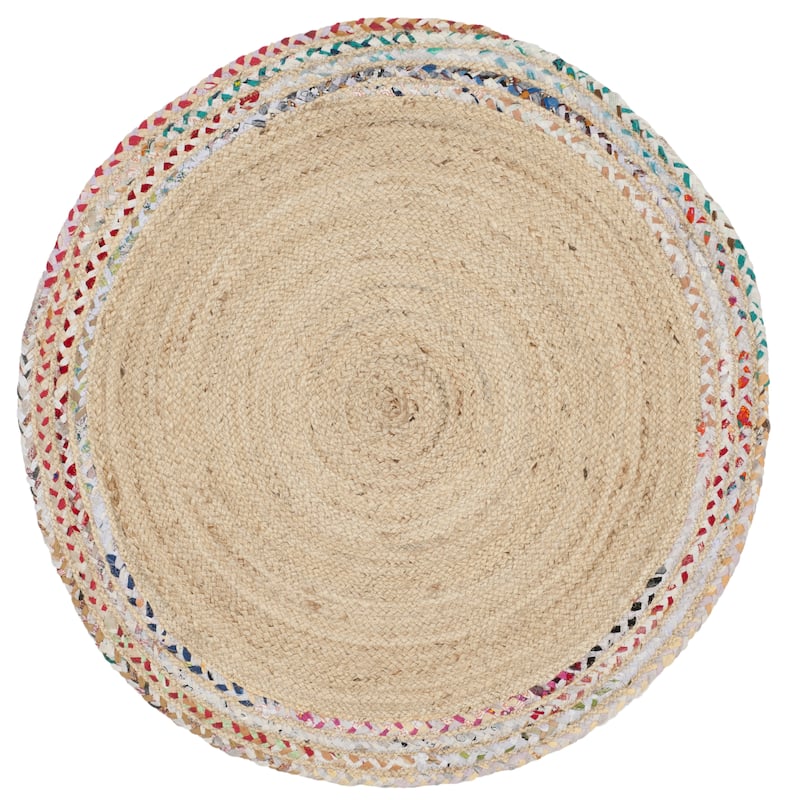 SAFAVIEH Handmade Cape Cod Sonica Coastal Jute Rug - 3' Round - Ivory/Light Beige