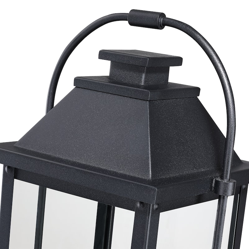 Brits 3-Light Black Outdoor Pier Mount Light Lantern Head - 20.8 in. H