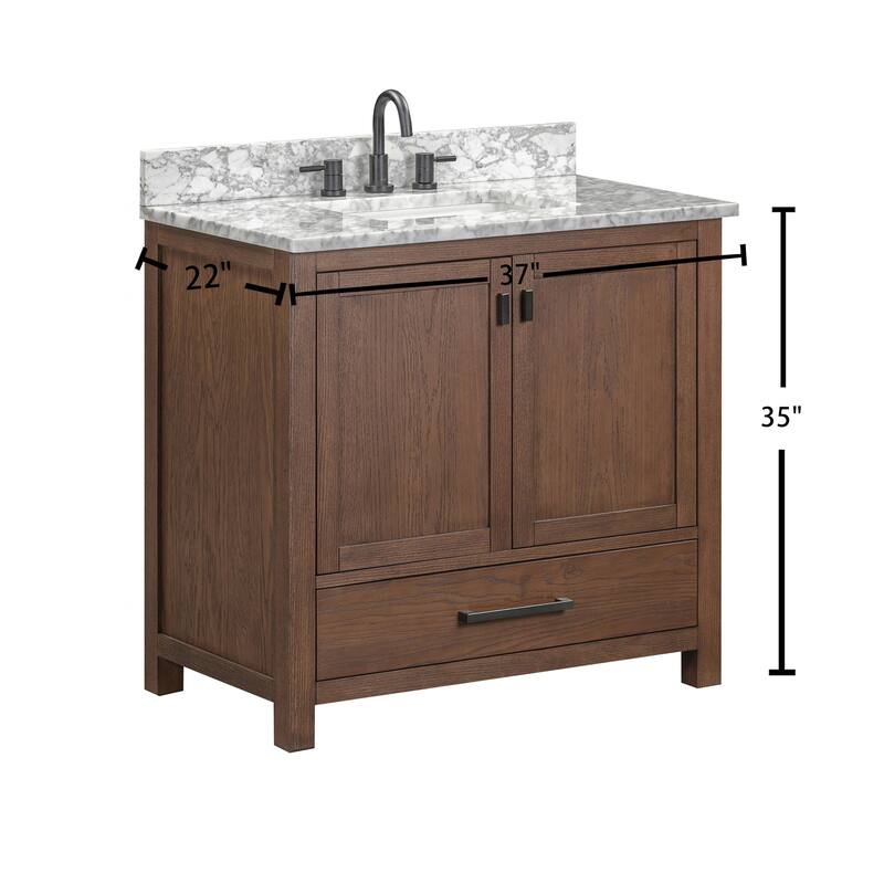 Avanity Modero 36 in. Single Sink Bathroom Vanity with Carrara Marble Top - 37"W x 22"D x 35"H