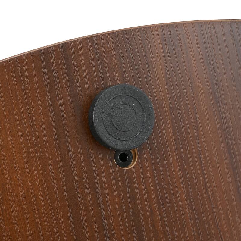 Nesting Coffee Table Set of 2, Modern Storage Coffee Table, Round Tea Table and End Table Set with Sliding Tambour Door