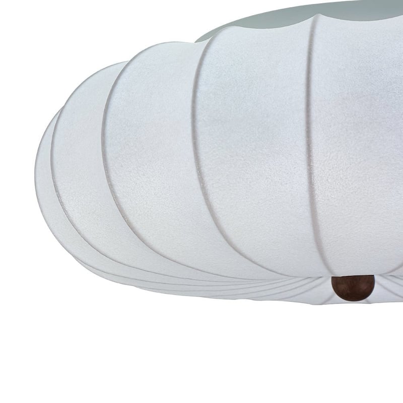 Vintage Pleated Lantern White Silk Single Flush Mount Ambient Light - 23.6 Inches